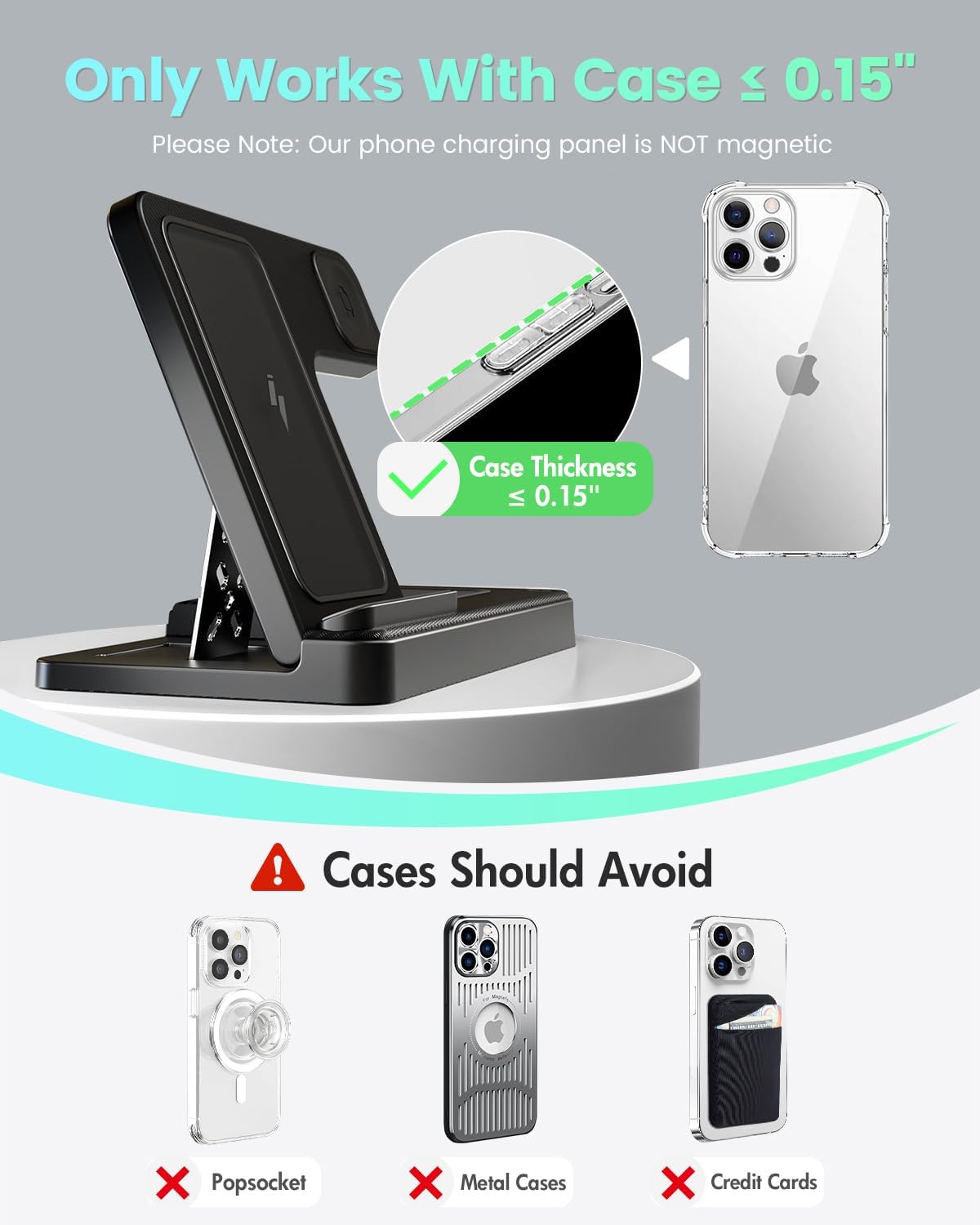 Wireless Charger Iphone Charging Station: 3 in 1 Charger Stand Multiple Devices for Apple - Iphone 16 15 14 Pro Max 13 12 11 - Watch 10 9 8 7 6 5 4 3 2 SE and Ultra Series - Airpods 4 3 2 Pro