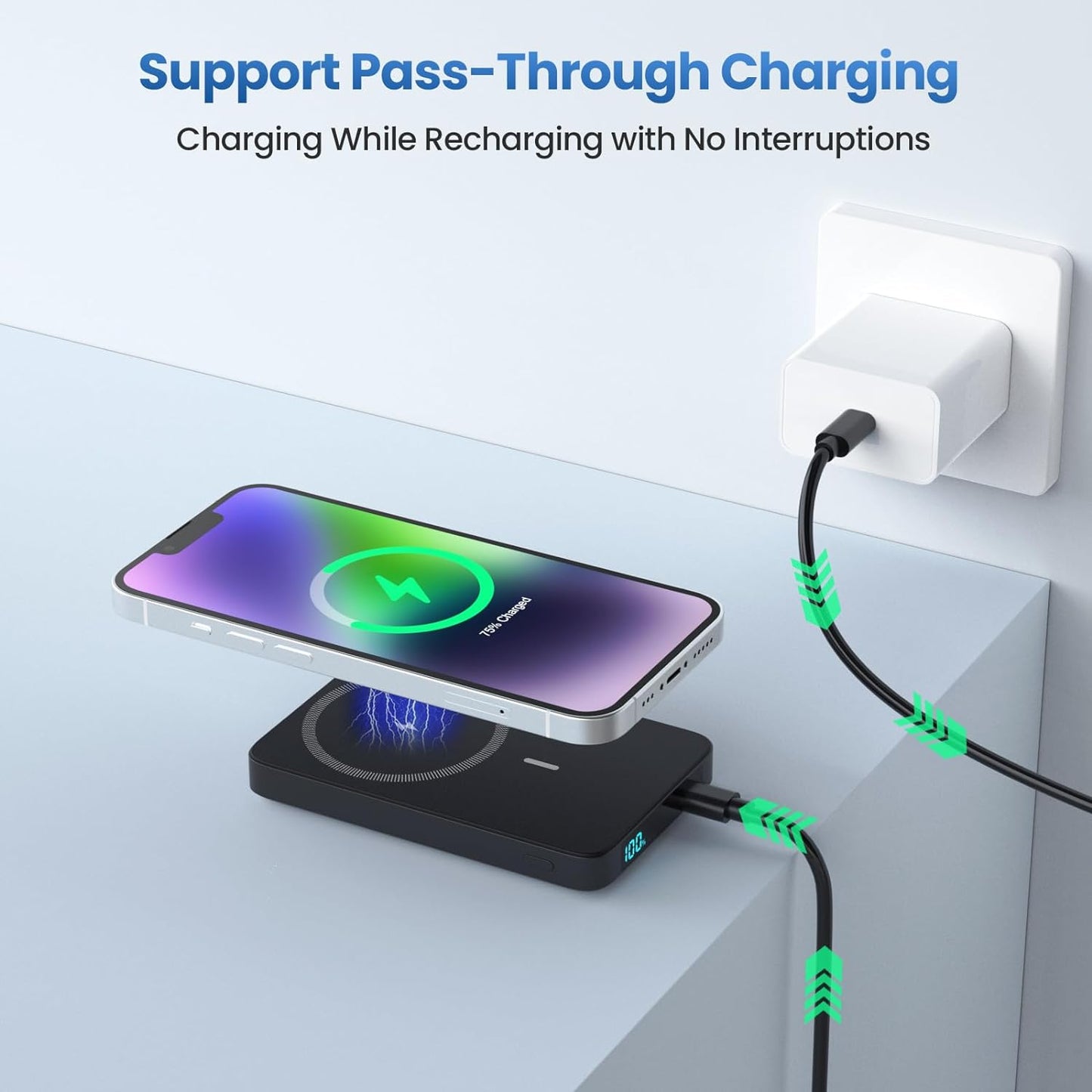 Magnetic Portable Charger Power Bank,Compact 10800Mah LCD Display Wireless Portable Charger,20W PD USB-C In&Out Battery Pack Compatible with Magsafe,Iphone 16/16 Plus/16 Pro Max/15 Pro/14/13/12 Series