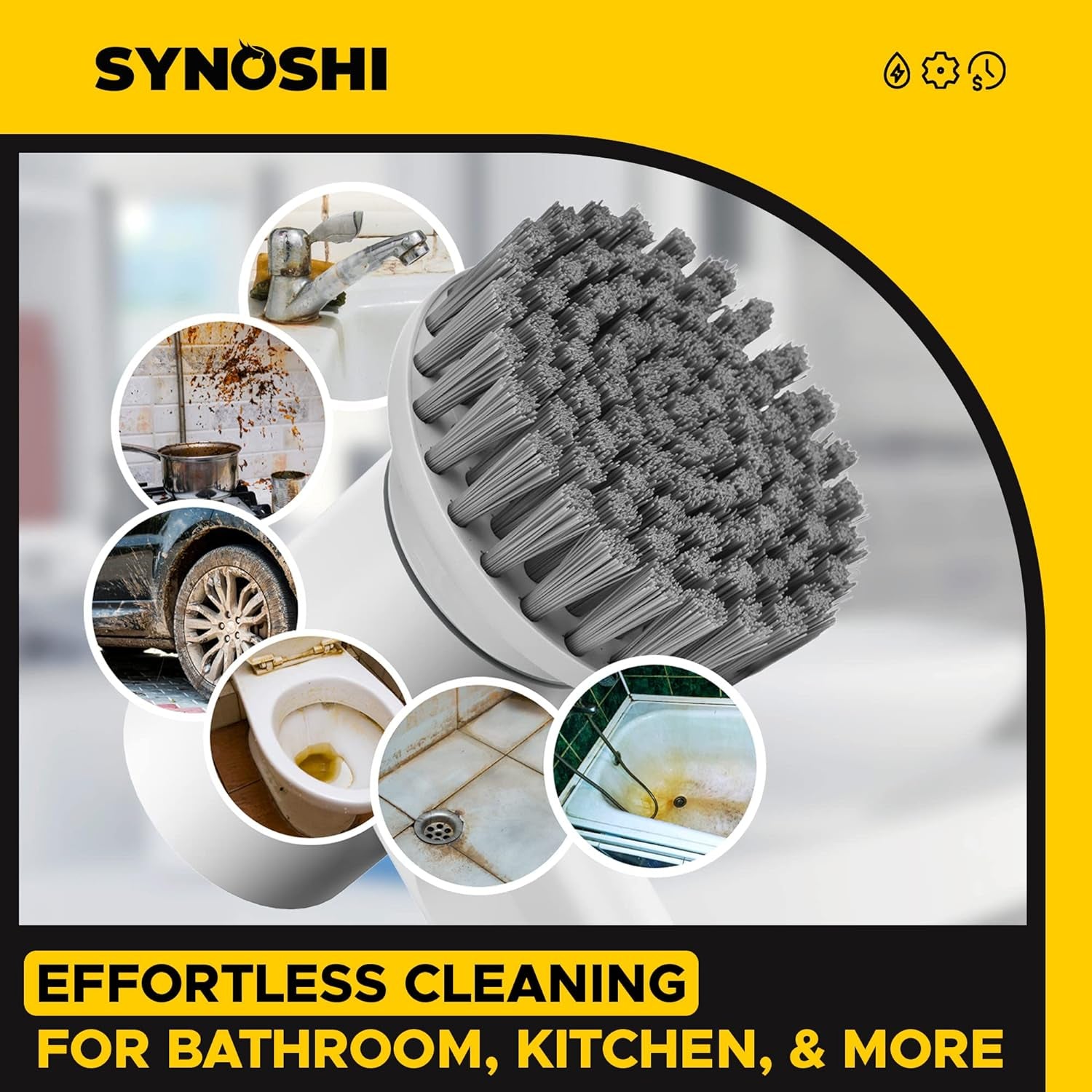 | Electric Spin Scrubber, Power Cleaning Brush with 3 Replaceable Heads, Cordless Waterproof Scrubber Dual Speed, Perfect for Bathrooms, Showers, Tile, Cars, Floor White 4.5 X 7 In