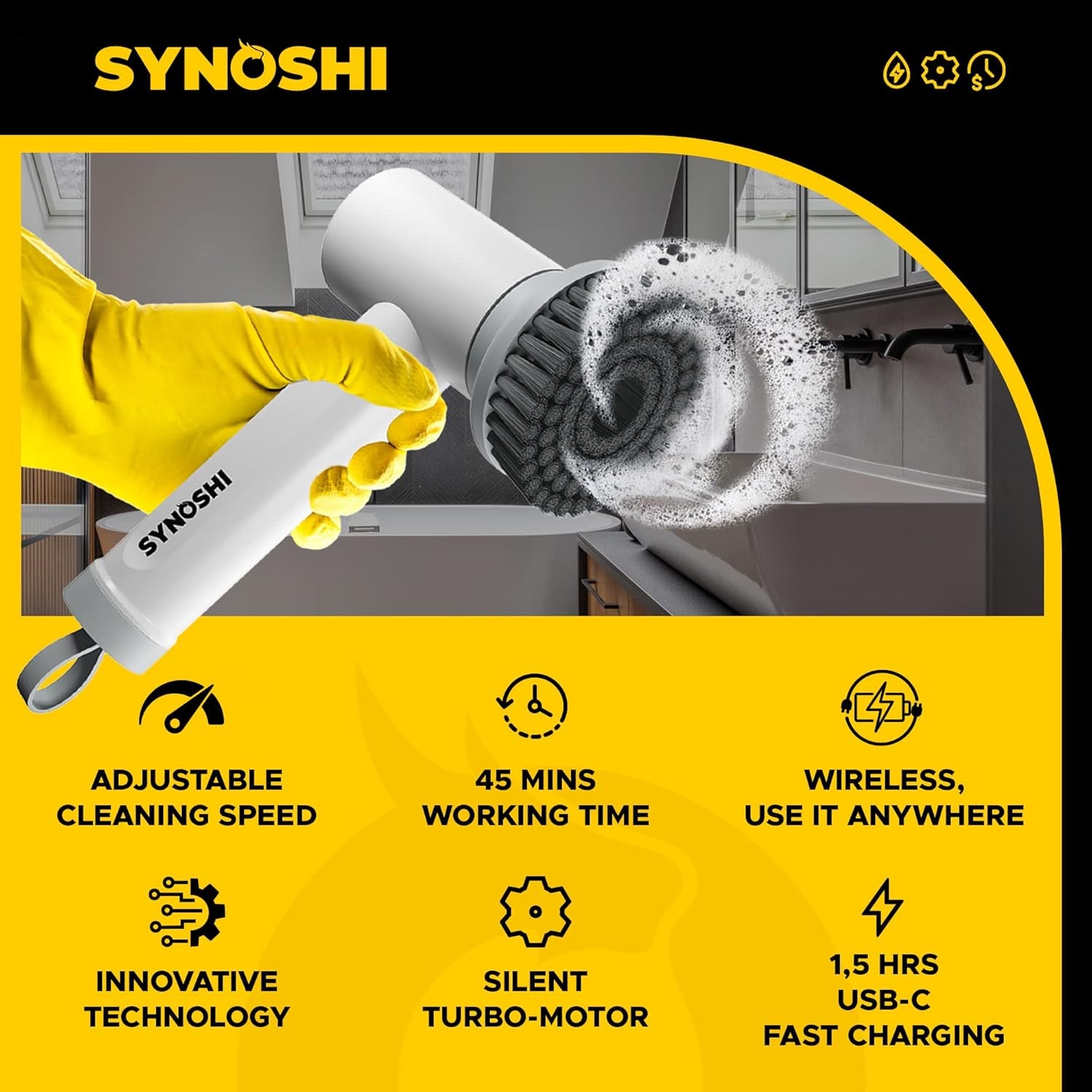 | Electric Spin Scrubber, Power Cleaning Brush with 3 Replaceable Heads, Cordless Waterproof Scrubber Dual Speed, Perfect for Bathrooms, Showers, Tile, Cars, Floor White 4.5 X 7 In