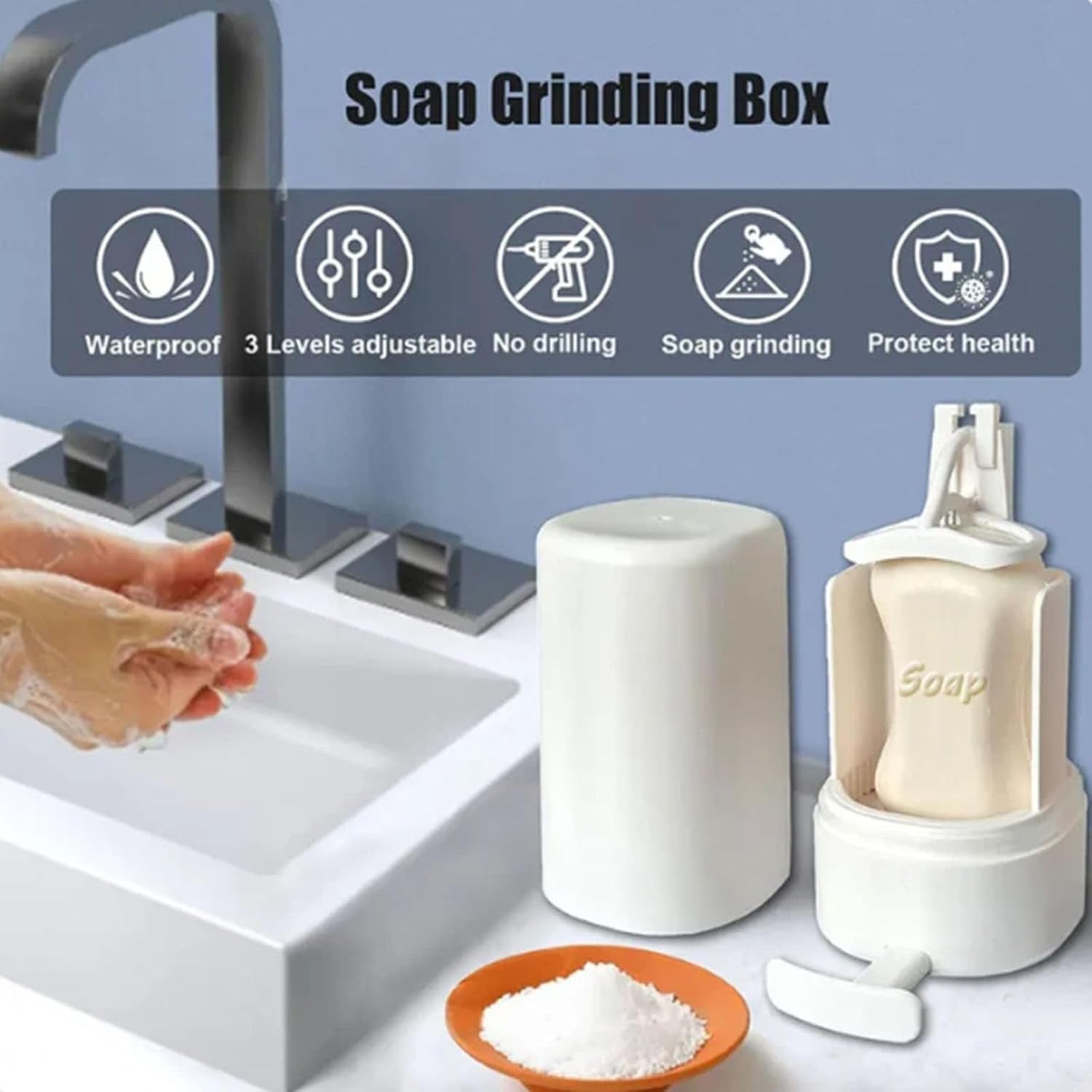 Foam Flakes Soap Grinder, Bar Soap Shaver Dispenser, Foamy Flake Soap Grinder, No Drilling Waterproof Soap Container Cheese Grinder for Travel Kitchen Bathroom (1 Pcs)