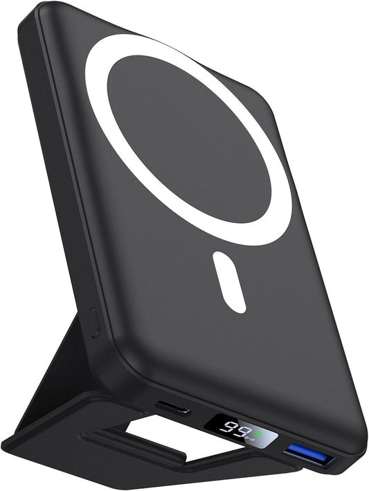 Magnetic Power Bank, 10000Mah Foldable Wireless Portable Charger with USB-C Cable LED Display, for Mag-Safe Battery Pack 22.5W PD Fast Charging for Iphone 16/15/14/13/12 Pro/Pro Max/Plus/Mini